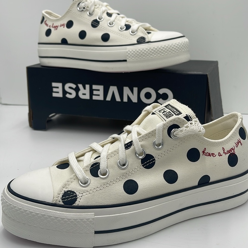 Converse White and Black Polka Dot Platform Shoes. New very tts .